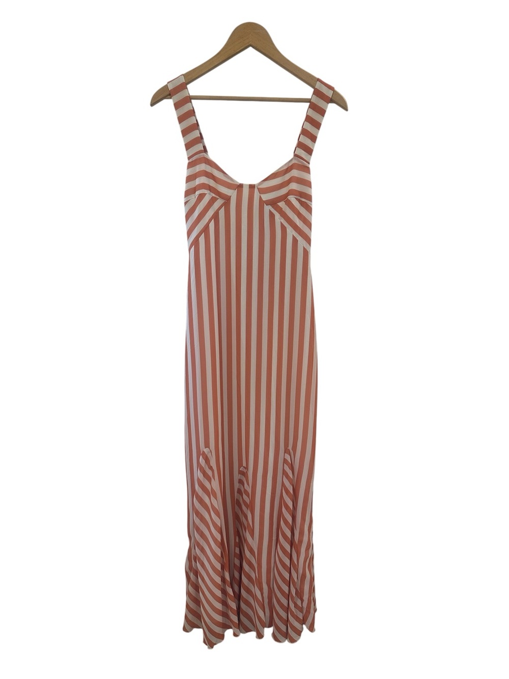 ASOS Striped Maxi Dress Orange/White Size 4 Fluted Hem - Picture 3 of 17